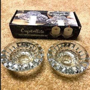 Vintage Crystal 3 in 1 candle holder set NEW